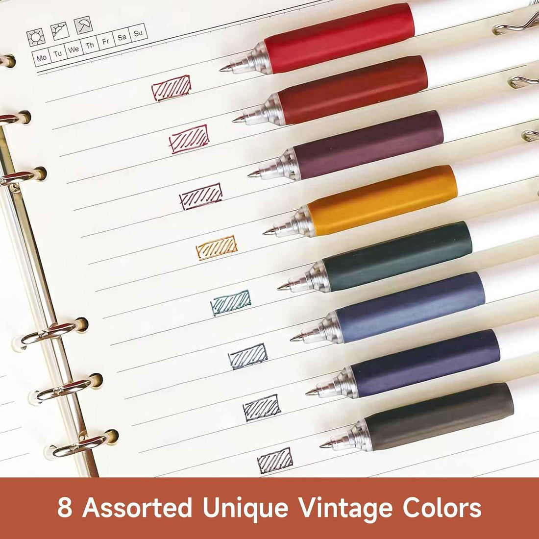 8 Vintage Color Gel Pens,0.5mm Fine Point for Note Taking Journaling - TTpen