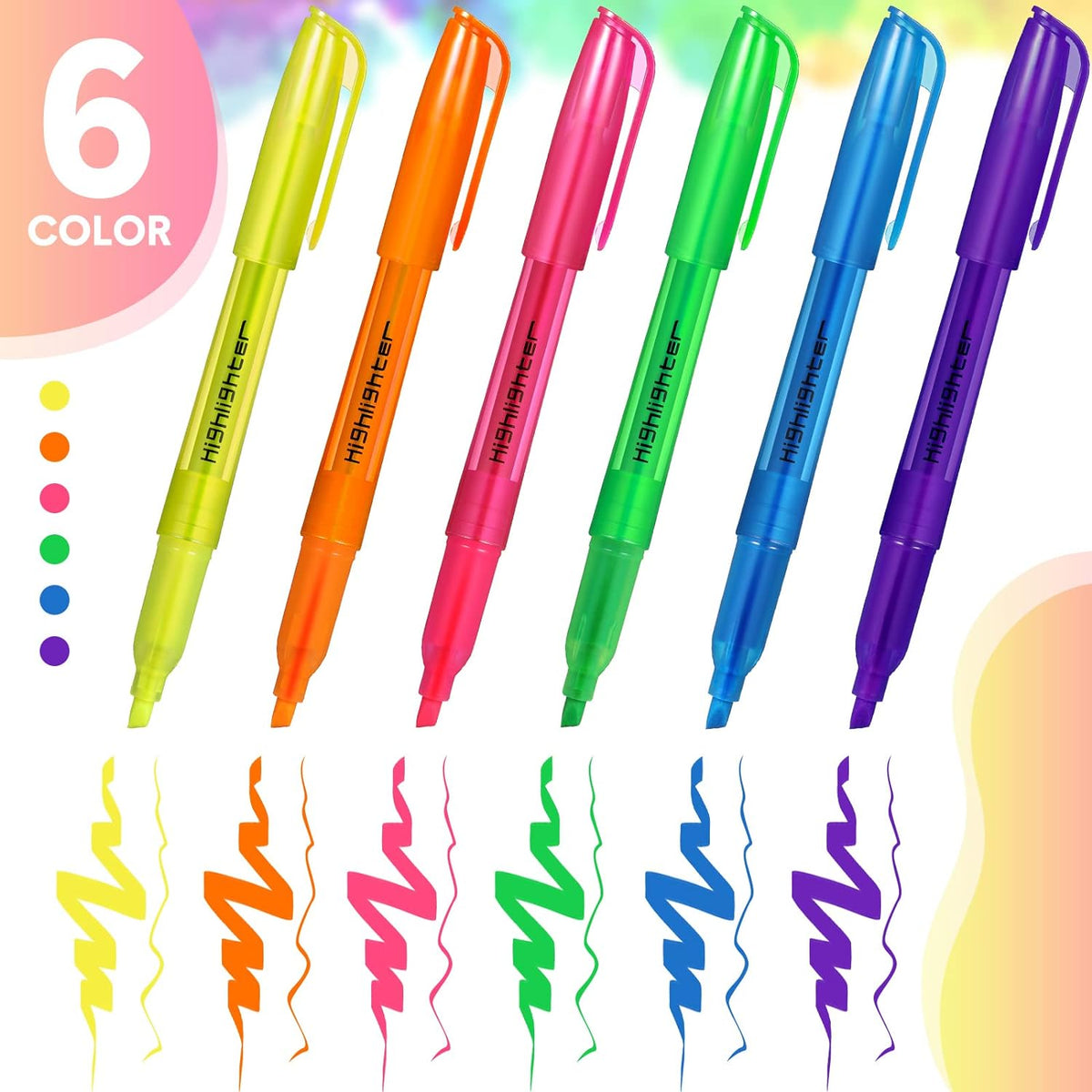 60pcs Highlighter Marker Pens Assorted Color
