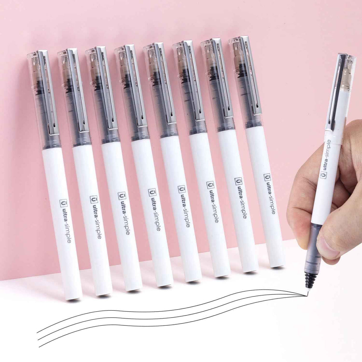 M&G 10Pcs Liquid Rollerball Pens 0.5mm Ultra Fine Point Black Ink Quick Dry - TTpen