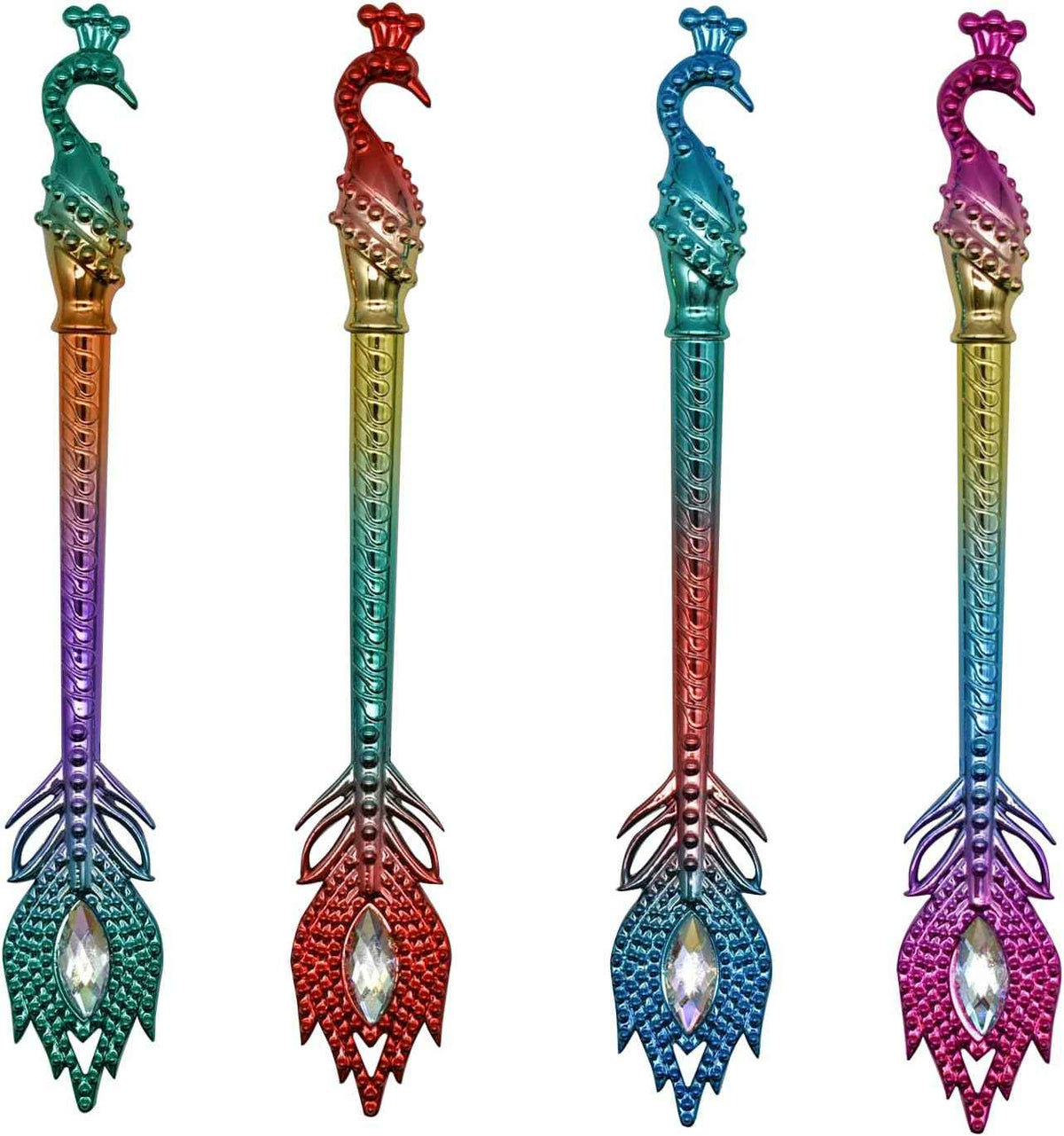 12PCS Dazzling Phoenix Peacock Feather Gel Pens 0.5mm Blue Ink - TTpen