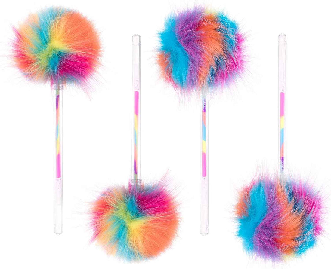 12 Pack Rainbow Color Pompom Gel Pens for Girls and Children - TTpen