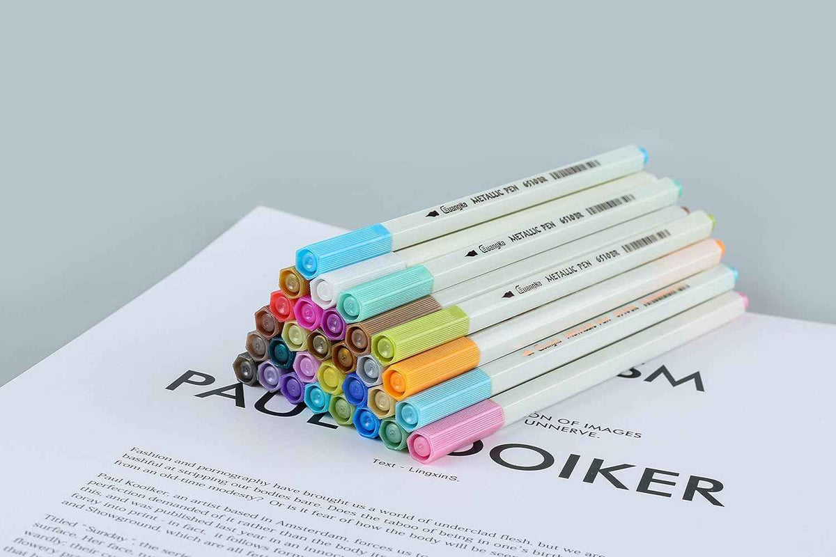 Guangna Metallic Marker Pens,20 Assorted Colors Fine Tip - TTpen