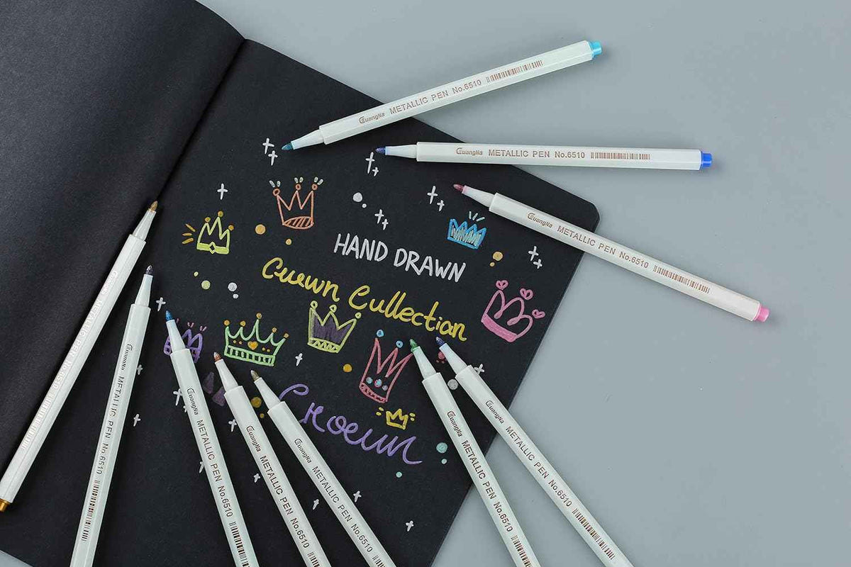 Guangna Metallic Marker Pens,20 Assorted Colors Fine Tip - TTpen