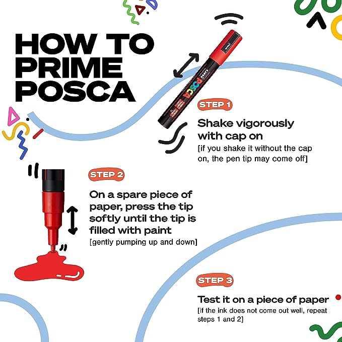 UNI POSCA PC-5M Posca Acrylic Paint Marker Red 3 Pack