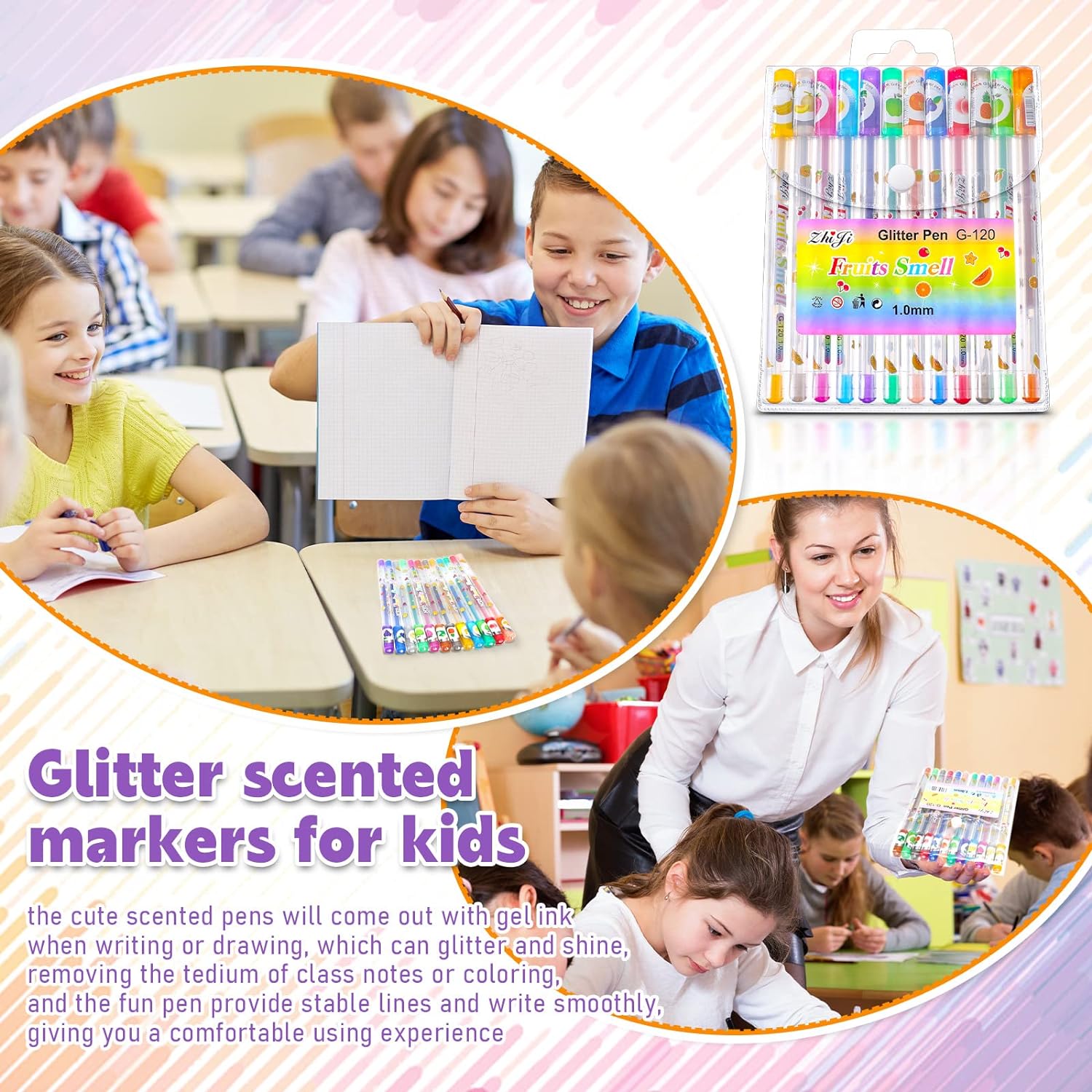 144Pcs Scented Glitter Gel Pens Multicolor Fun Pens