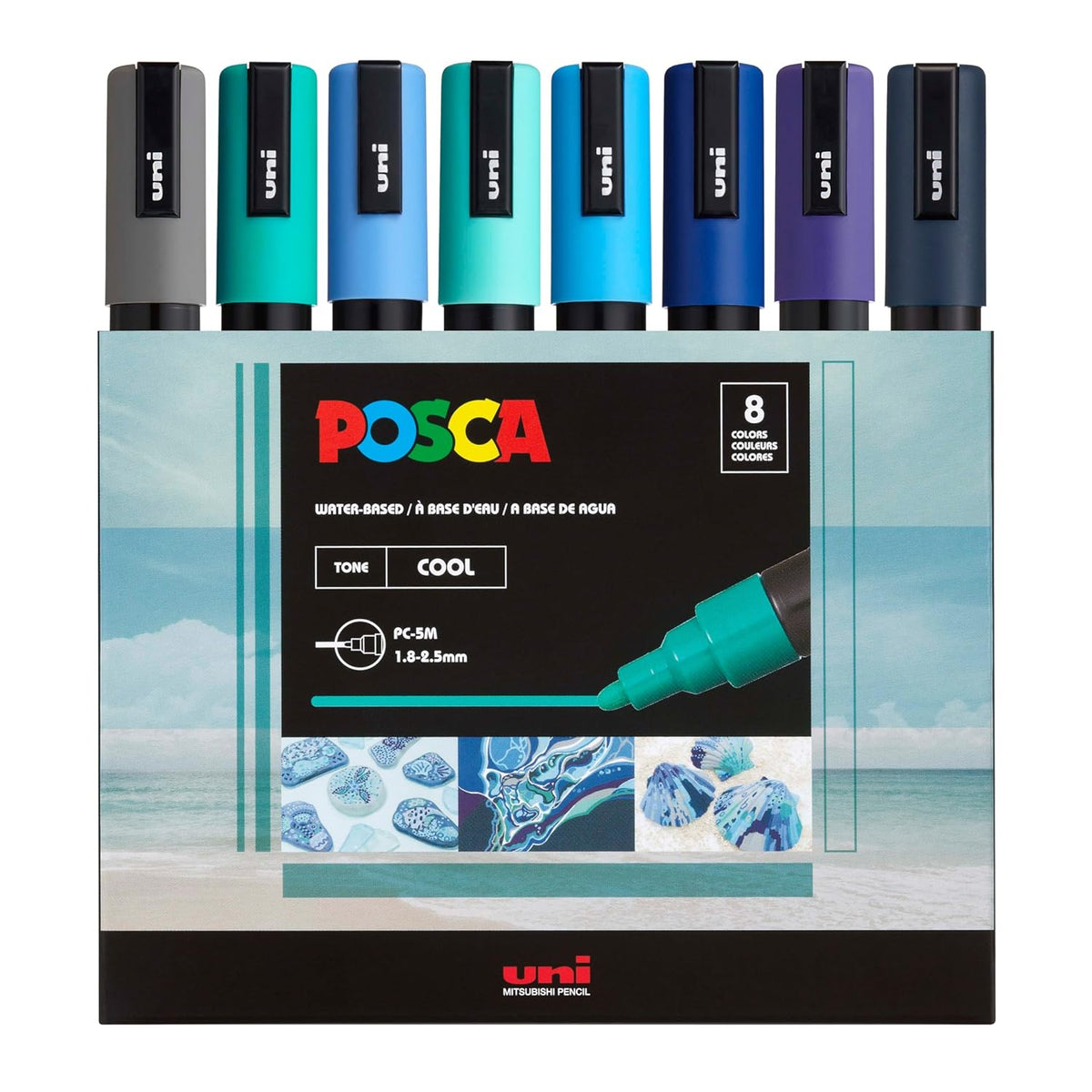 Uni Posca PC-5M Cool Markers 8-Pack