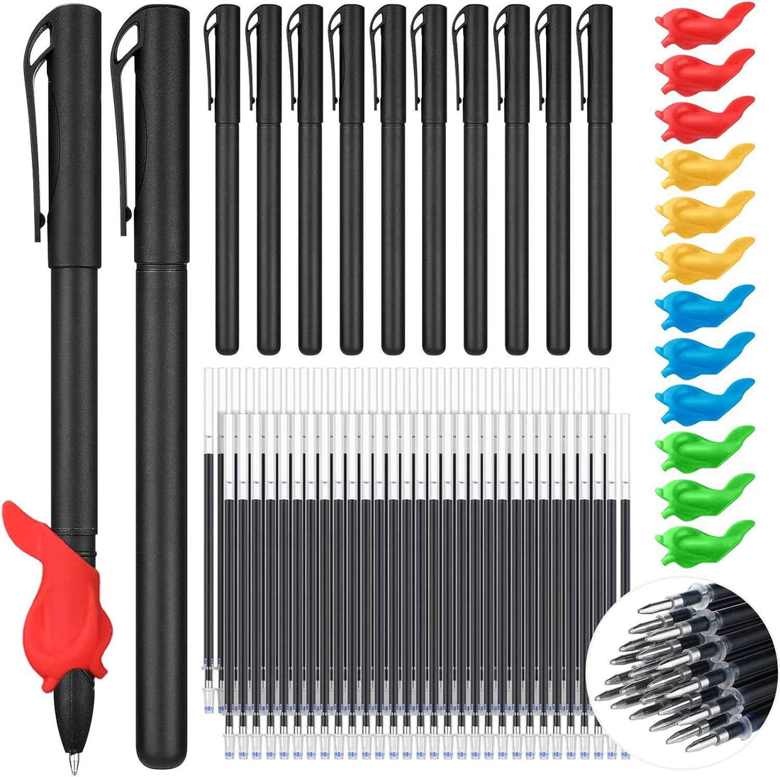 84Pcs Practice Pen Set 12 Ballpoint Pens,60 Refills and 12 Pen Holders - TTpen