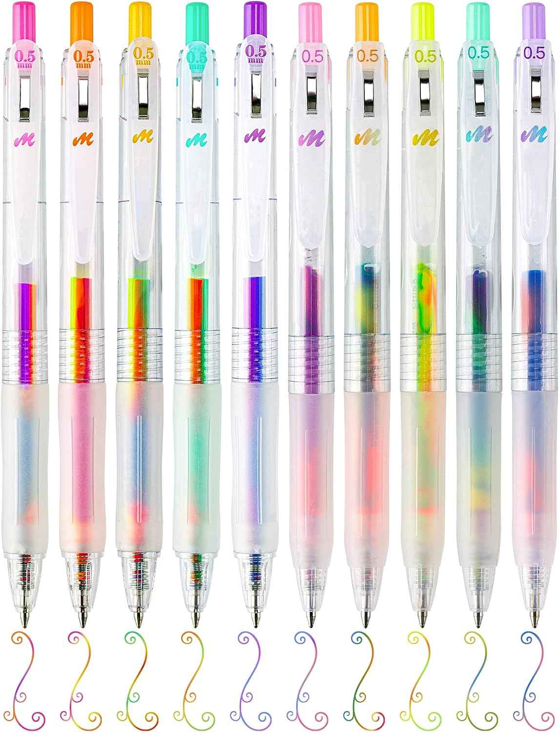 Retractable Magic Rainbow Color Gel Ink Pens 10-Pack - TTpen