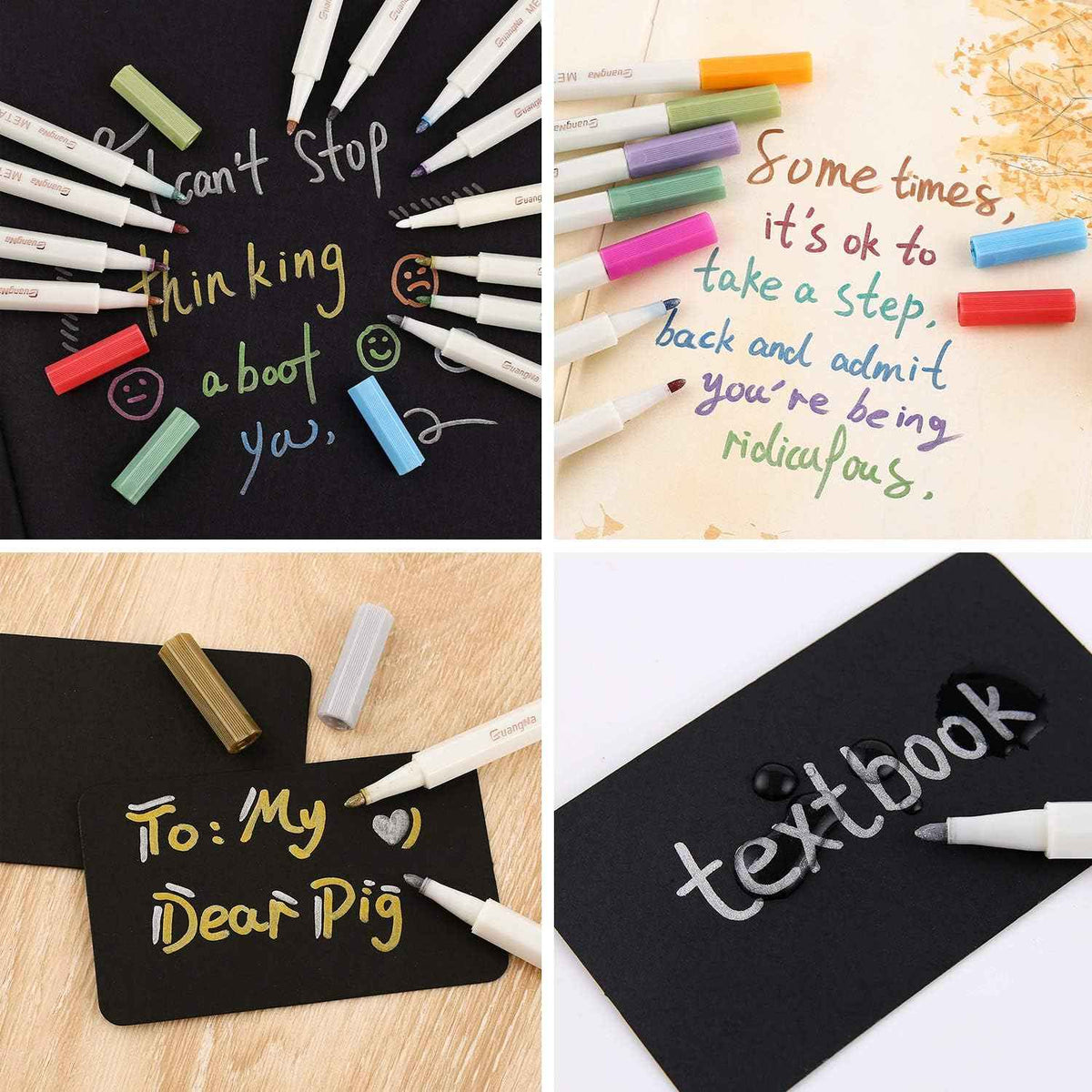 Guangna Metallic Marker Pens,30 Assorted Colors Fine Tip - TTpen