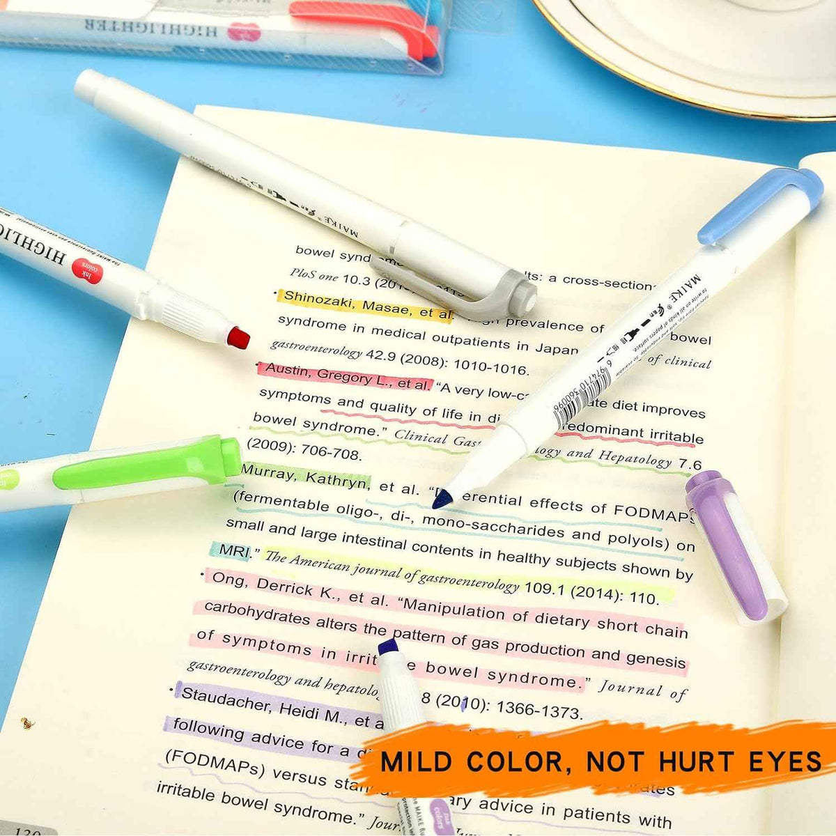 MAIKE Real Mild Pastel Highlighters 5 Warm Colors Markers - TTpen