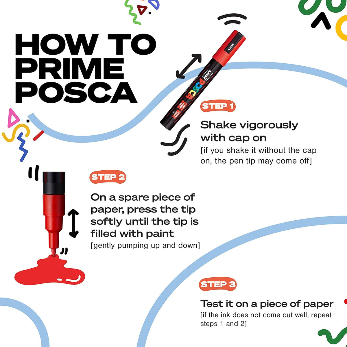 UNI POSCA PC-1M Acrylic Paint Markers,0.7mm Extra Fine Tip,16 Color