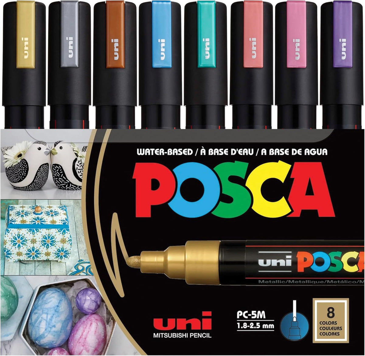 Uni Posca PC-5M Metallic Markers 8-Pack