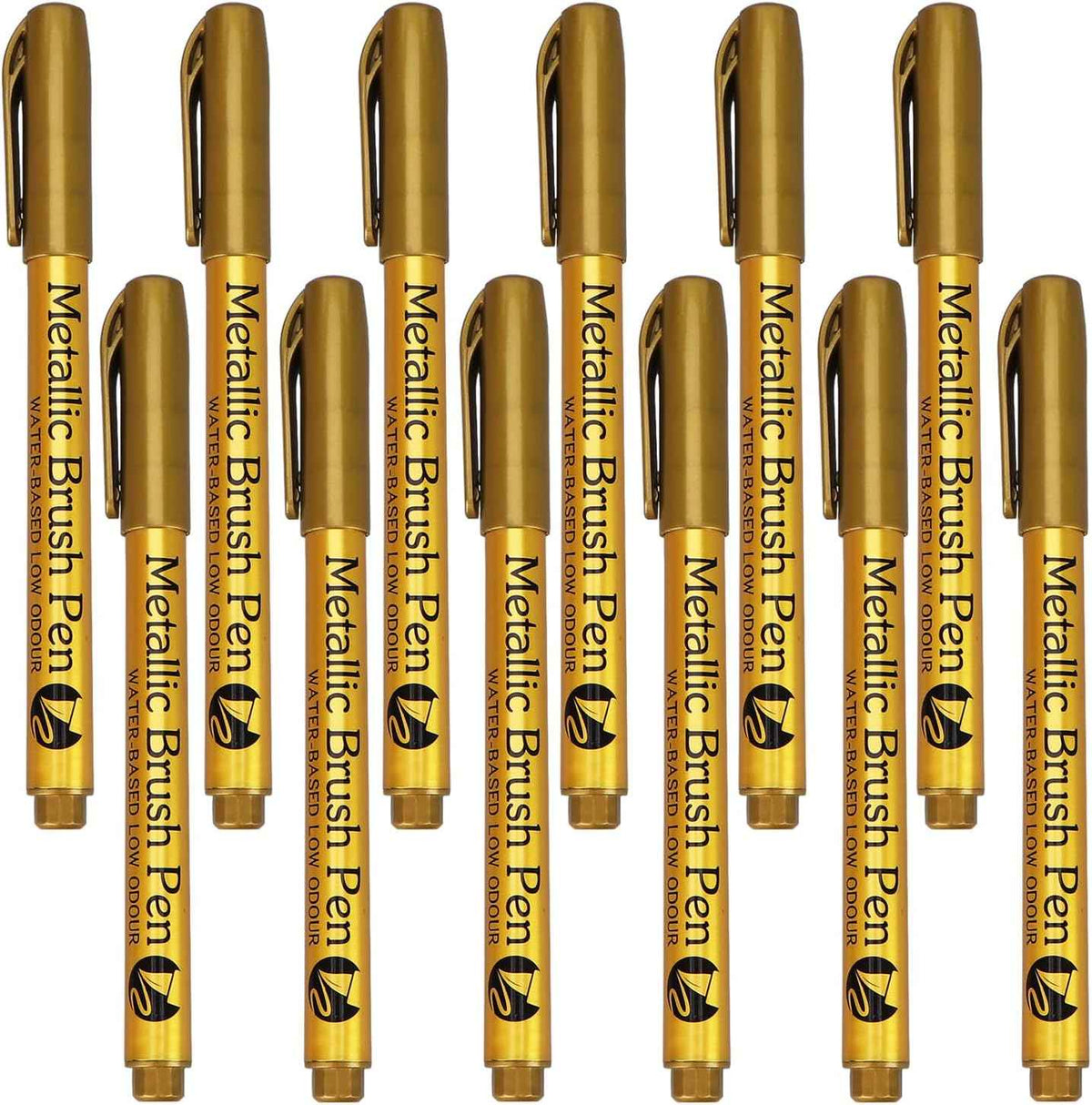 12pcs Metallic Brush Craftwork Marker Pens Gold - TTpen