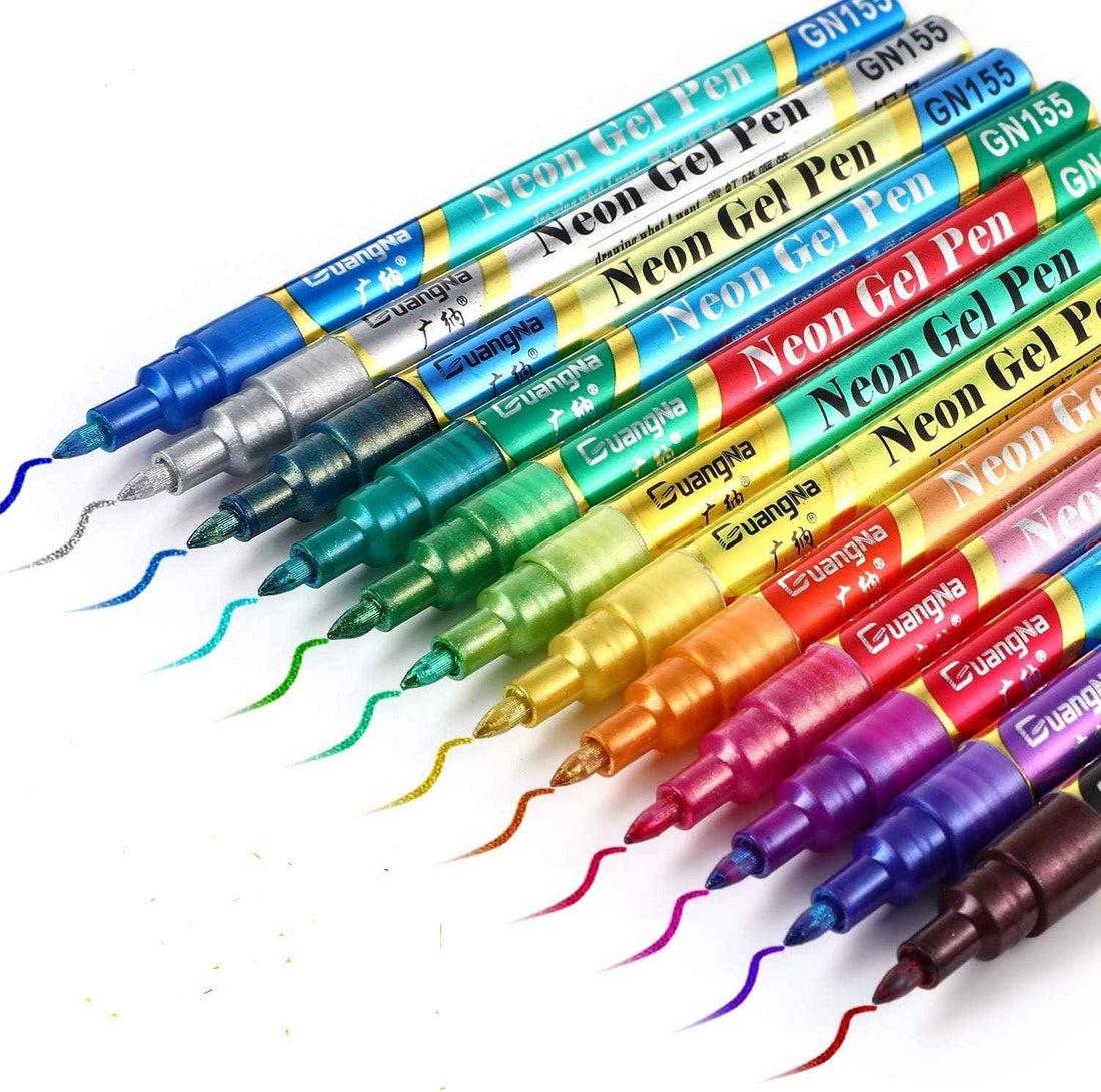 Guangna Neon Gel Pen Glitter Double Color Metallic Marker-18 Colors - TTpen