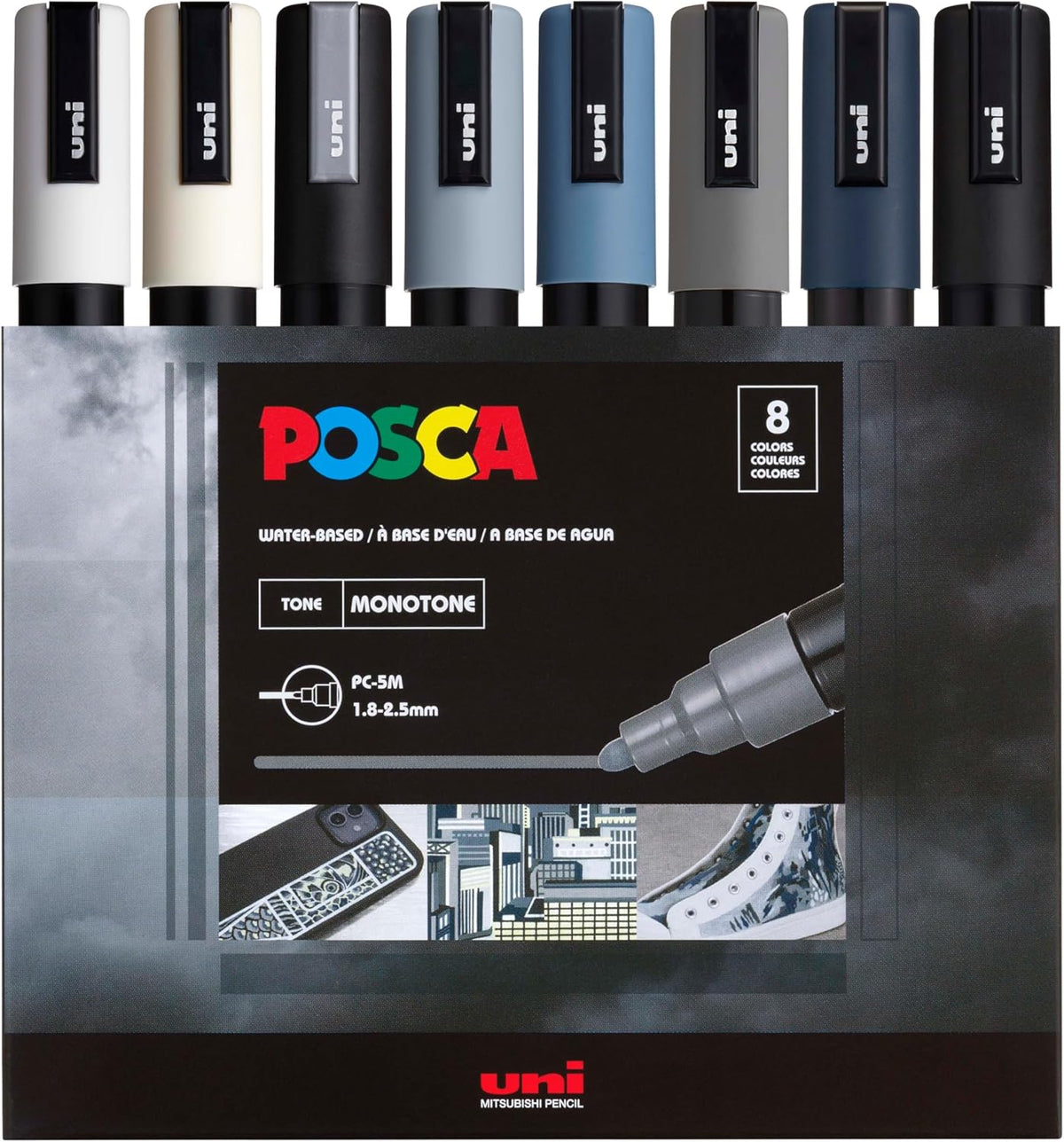 Uni Posca PC-5M Monotone Markers 8-Pack