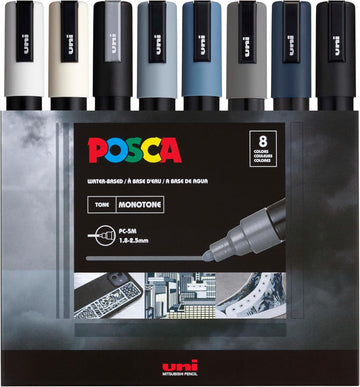 Uni Posca PC-5M Monotone Markers 8-Pack