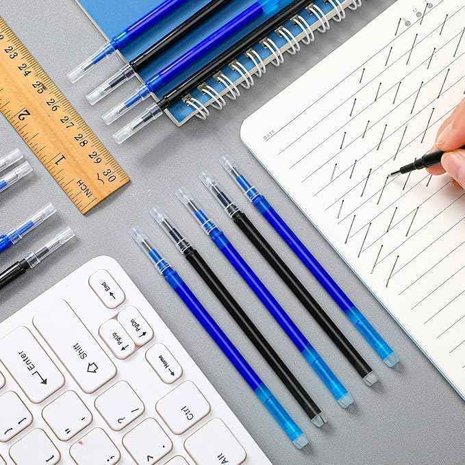 24 Pieces Erasable Gel Ink Pen Refills Point 0.5 mm (Black,Blue) - TTpen