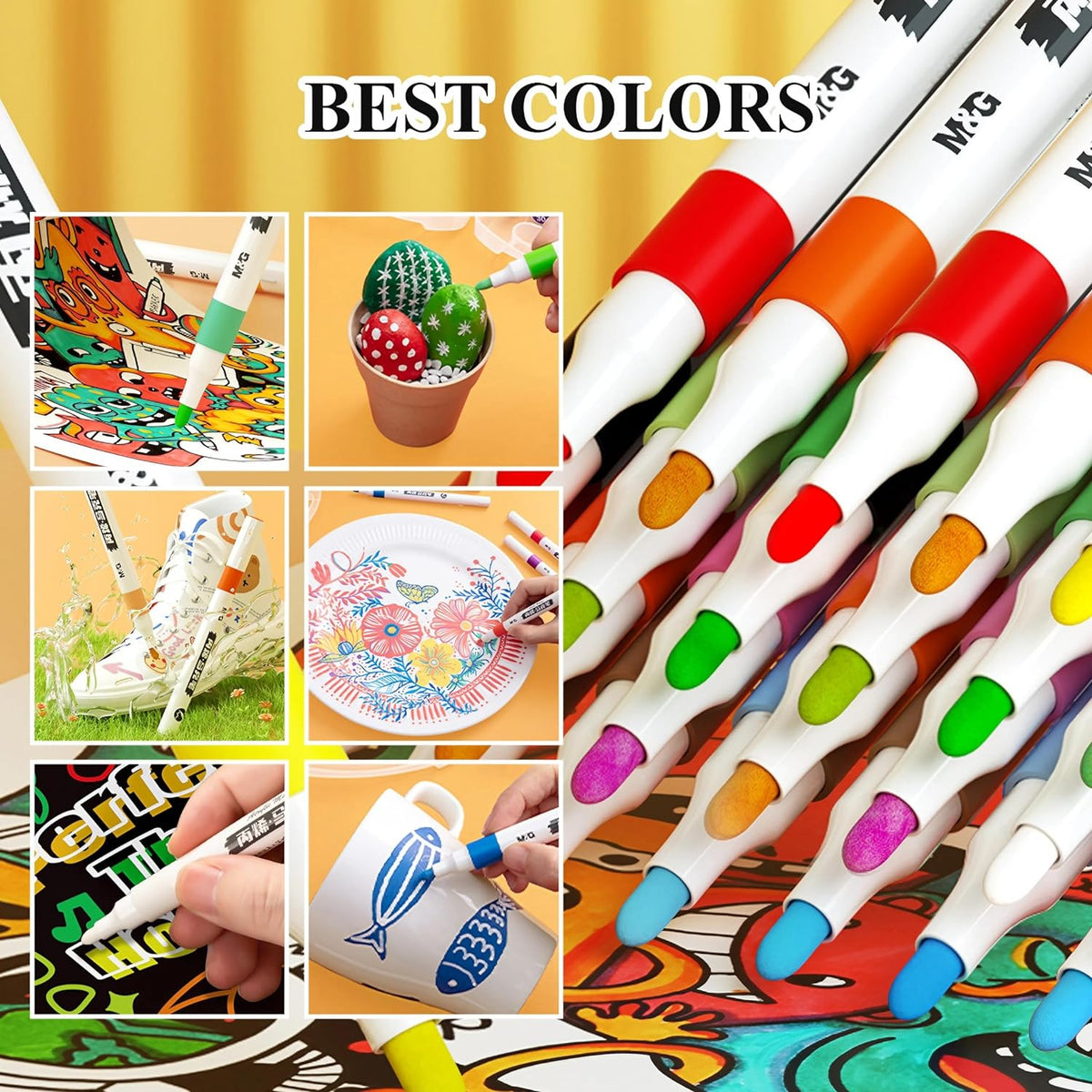 M&G 48 Colors Acrylic Paint Pens Markers for Rock Painting,Stone,Wood