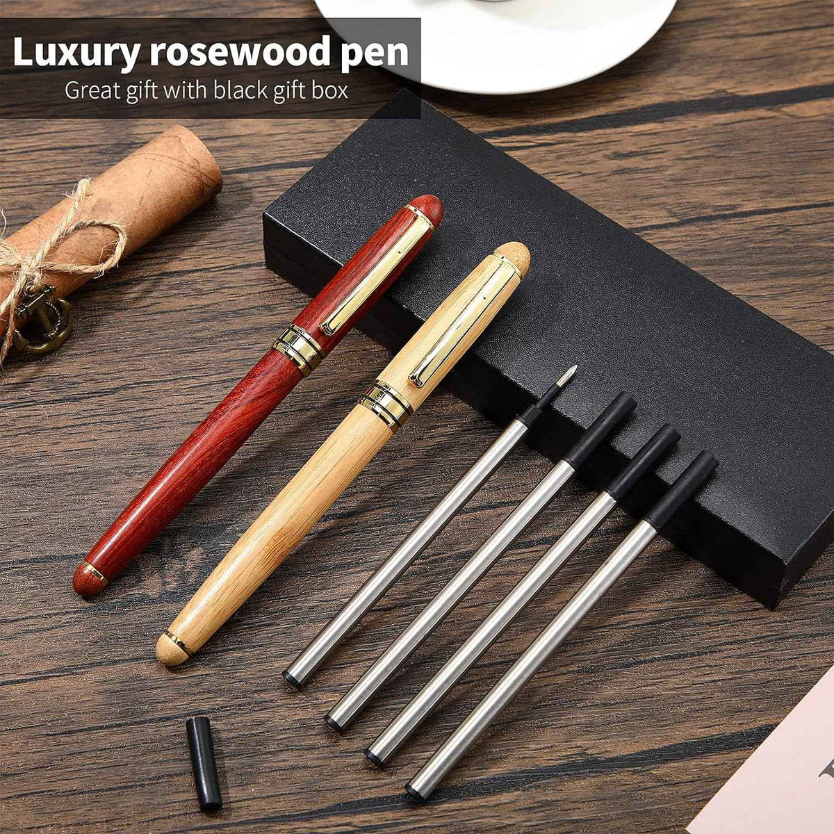 2 Pieces Bamboo Wooden Ballpoint Pen Handcrafted Rosewood Pens - TTpen