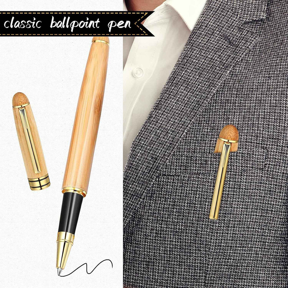 2 Pieces Bamboo Wooden Ballpoint Pen Handcrafted Rosewood Pens - TTpen