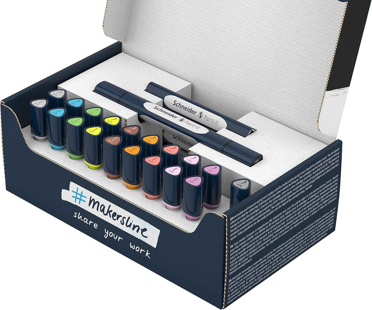 Schneider Twin Marker Paint-It 040 Brush & Round Tip 10 Colors(27 Pieces)