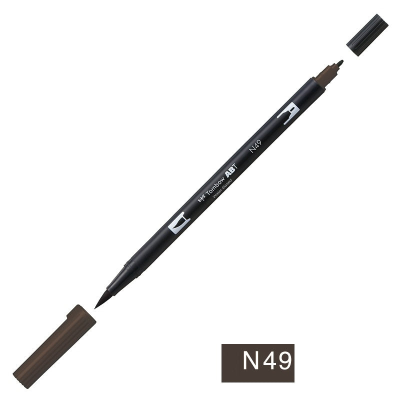 Tombow Dual Brush Pen,Grayscale,1-Pack,Brush and Fine Tip Marker N49