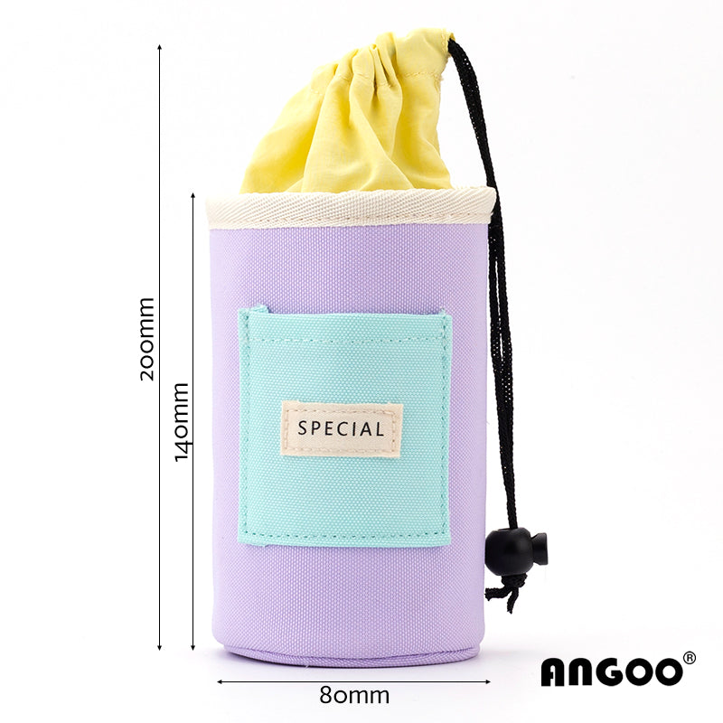 Angoo Drawstring Stand-Up Pencil Case 20-Marker Organizer Desk Pen Holder