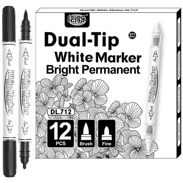 Transon Black White Acrylic Markers 12-Pack