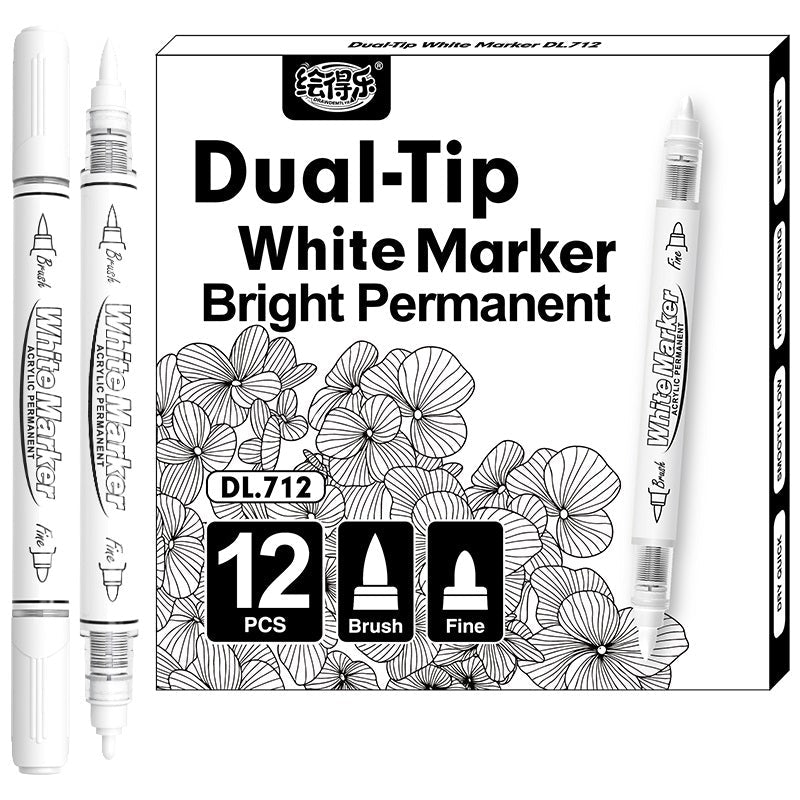 Transon Black White Acrylic Markers 12-Pack