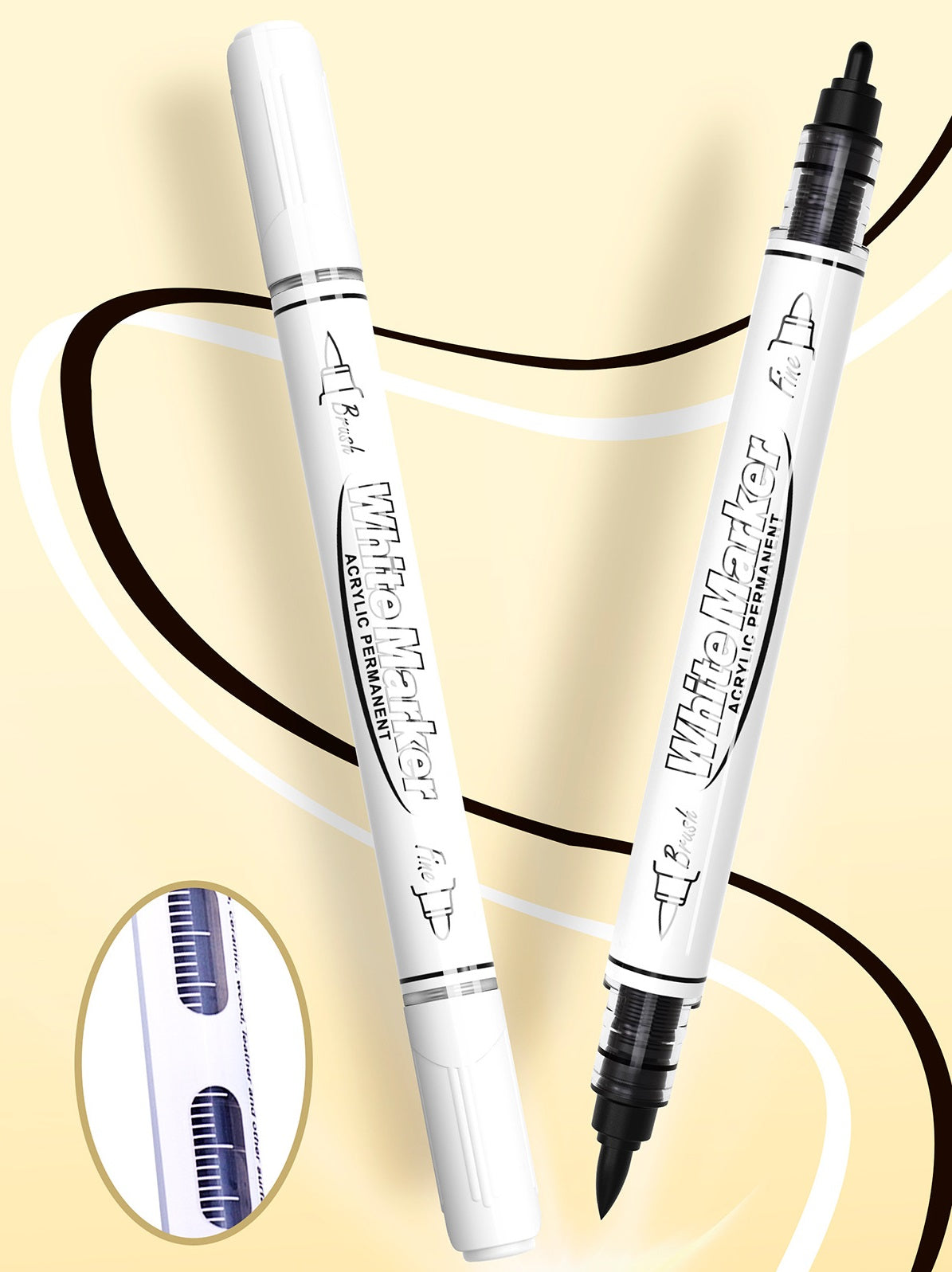 Transon Black White Acrylic Markers 12-Pack