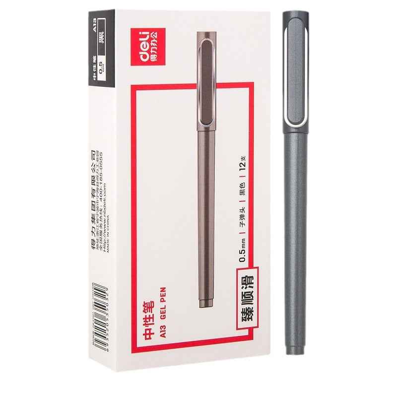DELI A13 Gel Pens Quick Dry Black Ink 0.5mm 12 Pack