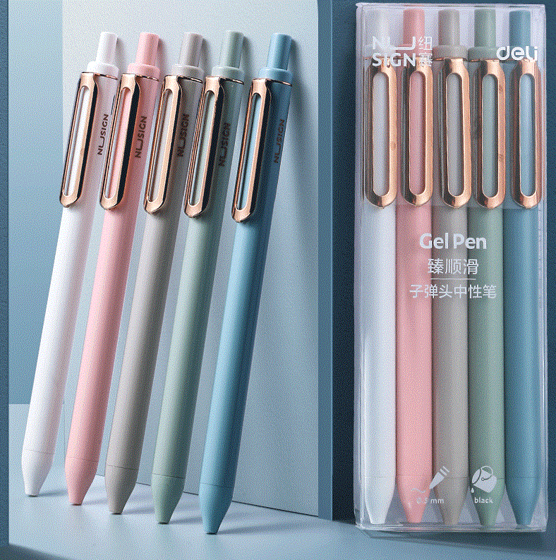 DELI NUSIGN Retractable Gel Pens 5-Pack