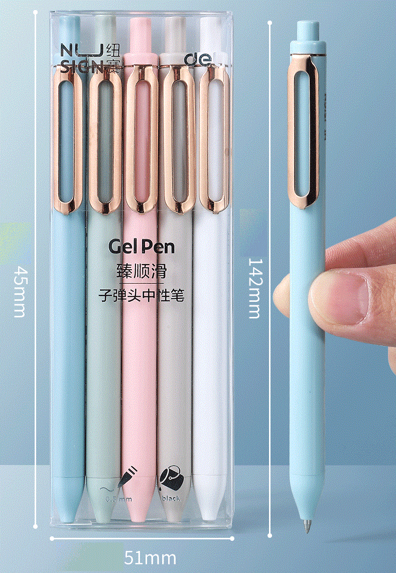 DELI NUSIGN Retractable Gel Pens 5-Pack