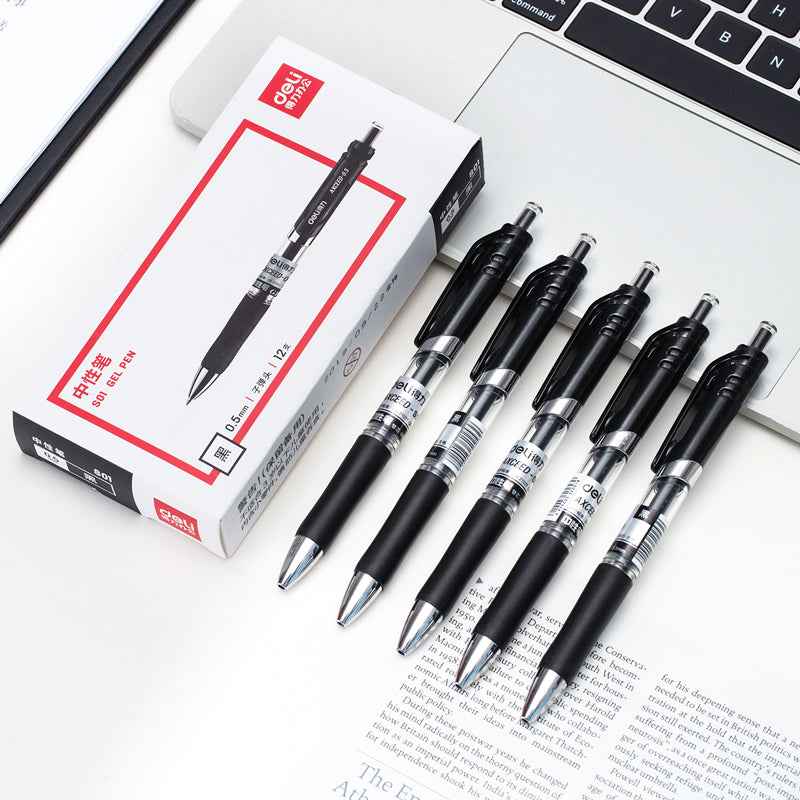 DELI S01 Retractable Quick Dry Gel Pens Fine Point 0.5mm Bulk 12 Count - TTpen