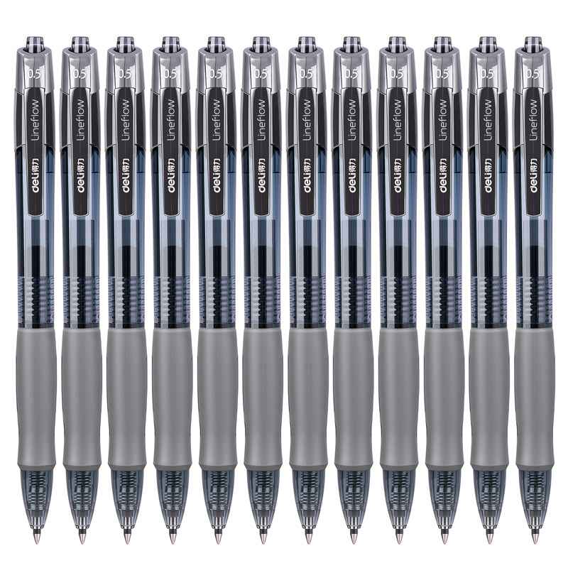 DELI S08 Gel Ink Pens,Extra Fine Point 0.5 mm,Pack of 12,Black Red Blue - TTpen