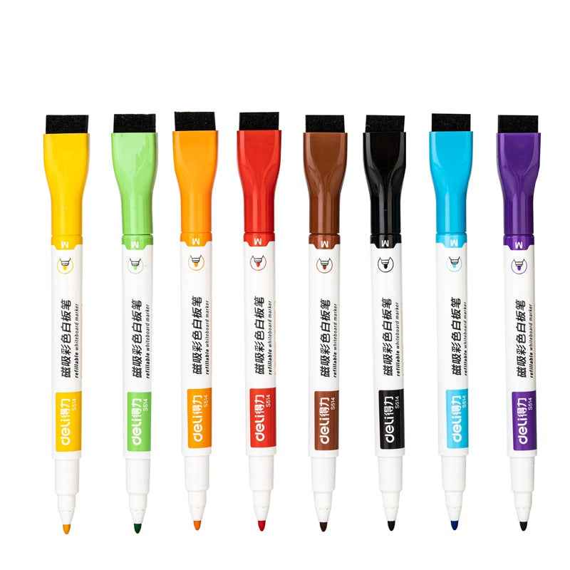 DELI Magnetic Dry Erase Markers,8 Colors Whiteboard Marker Pens - TTpen