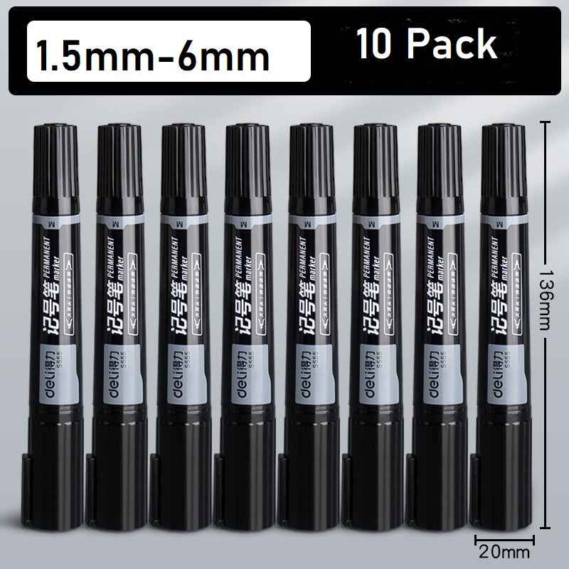 DELI Double Headed Permanent Art Marker Pen,Bullet&Chisel Tip,10 Pack - TTpen