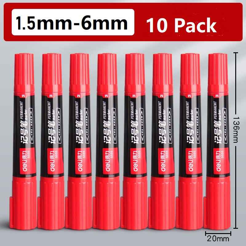 DELI Double Headed Permanent Art Marker Pen,Bullet&Chisel Tip,10 Pack - TTpen