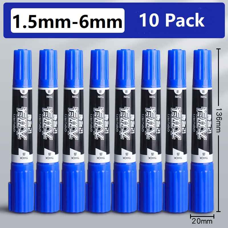 DELI Double Headed Permanent Art Marker Pen,Bullet&Chisel Tip,10 Pack - TTpen