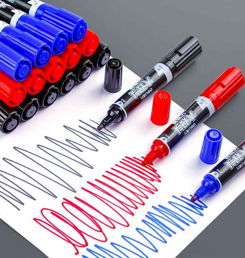 DELI Double Headed Permanent Art Marker Pen,Bullet&Chisel Tip,10 Pack - TTpen