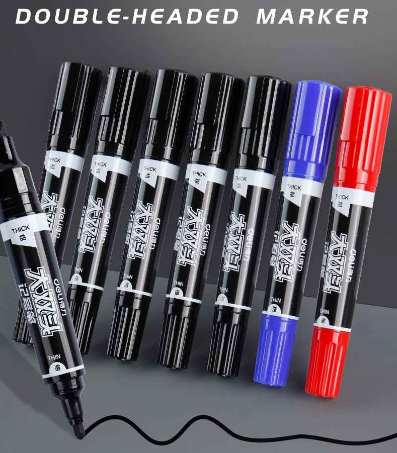 DELI Double Headed Permanent Art Marker Pen,Bullet&Chisel Tip,10 Pack - TTpen