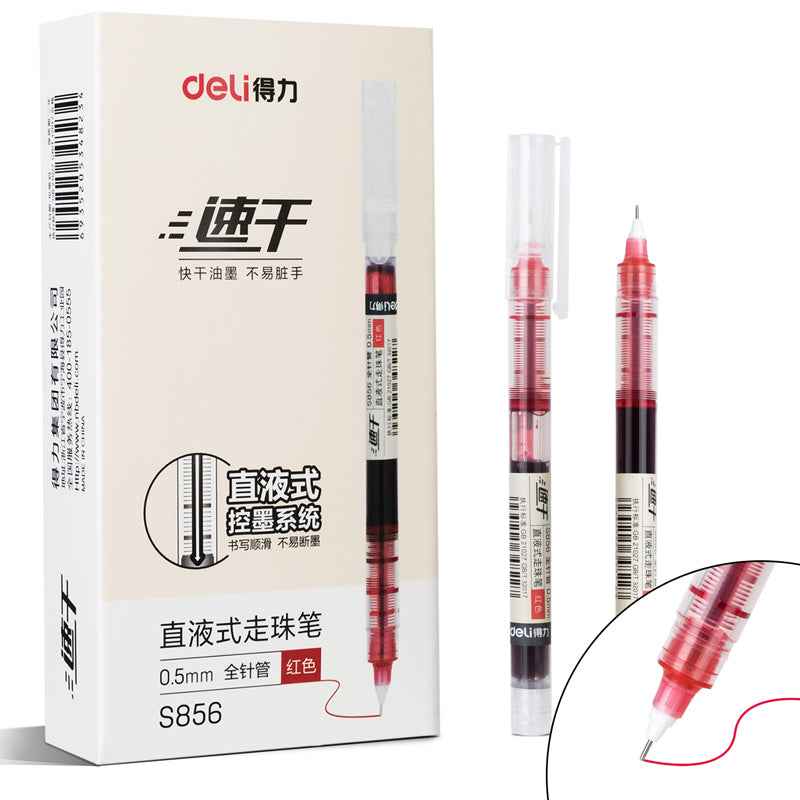 DELI Liquid Ink Rollerball Pens Duick-Drying Fine Point 0.5mm 12 Pack - TTpen