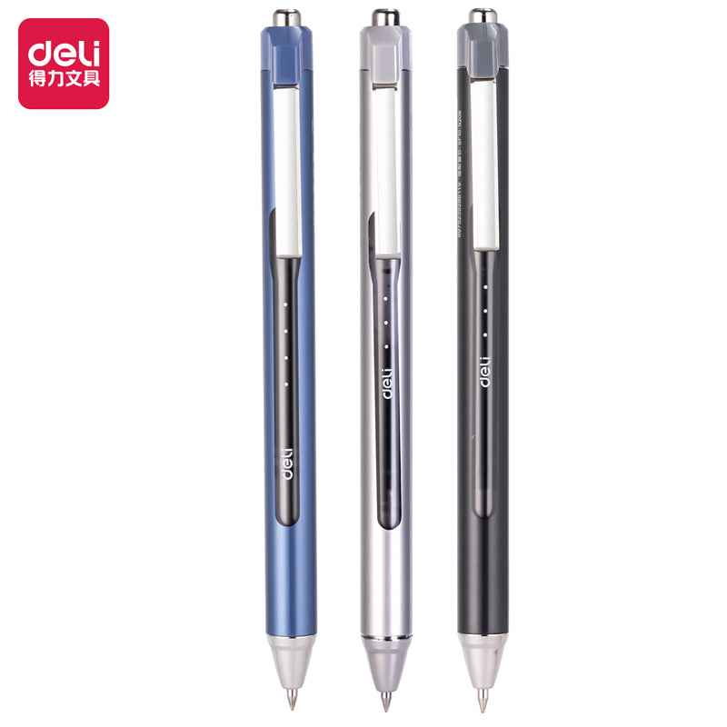DELI Retractable Liquid Black Ink Rollerball Pens,Fine Point,0.5mm,12 Count - TTpen