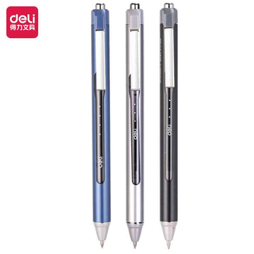DELI Retractable Liquid Black Ink Rollerball Pens,Fine Point,0.5mm,12 Count - TTpen