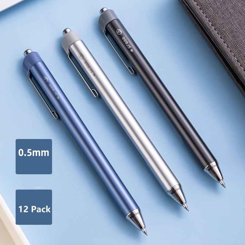 DELI Retractable Liquid Black Ink Rollerball Pens,Fine Point,0.5mm,12 Count - TTpen