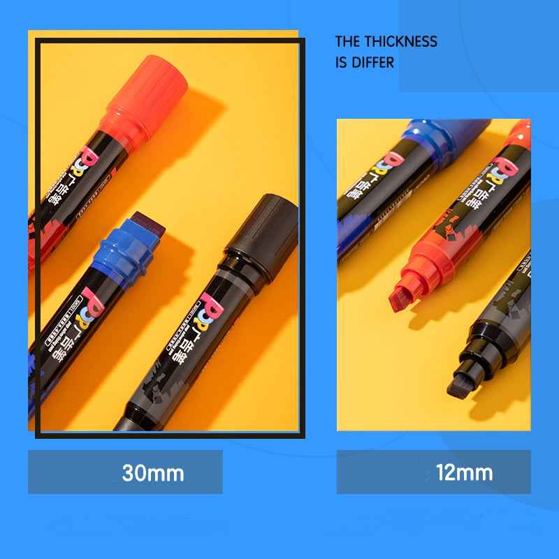 DELI SK100 POP Advertising Marker Pen 12mm-30mm Dual Tip Oil-Based 3 Pack - TTpen