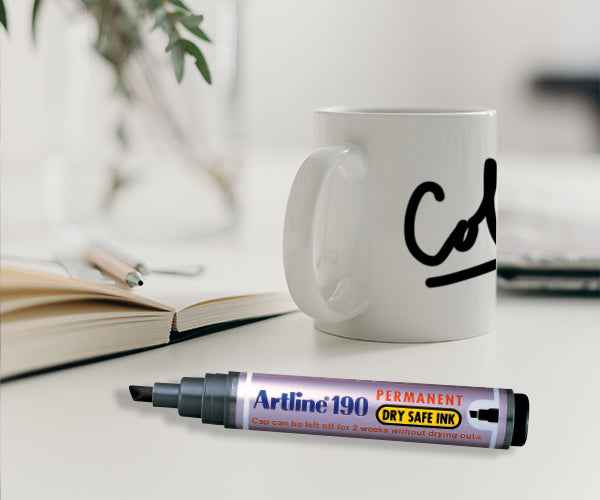 Artline 190 Dry-Safe Permanent Markers | 2.0-5.0mm Chisel Tip 4 Pack
