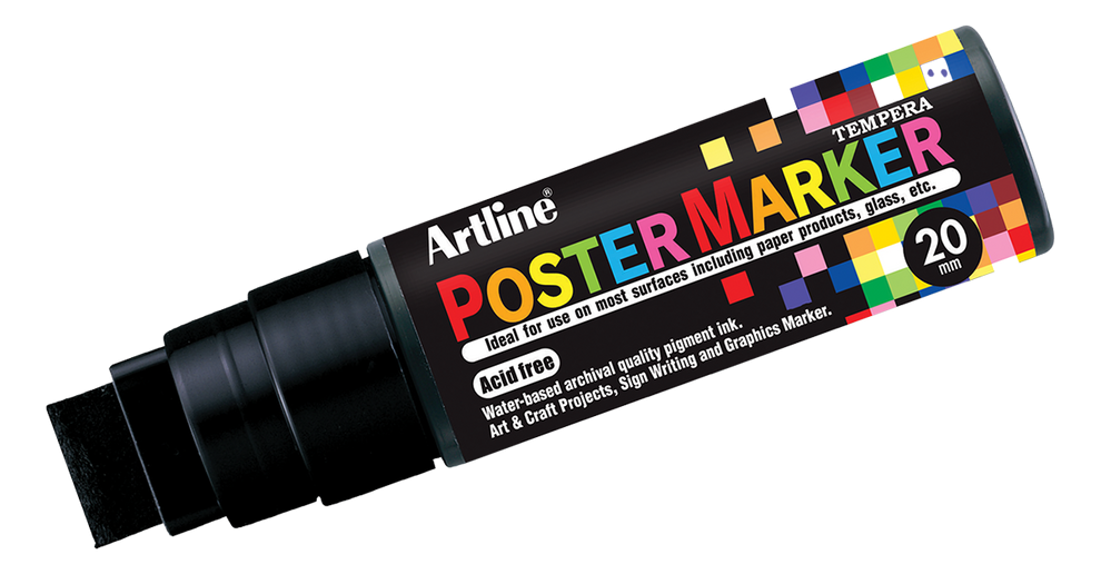 Artline EPP-20 Poster Markers | 20.0mm Flat Tip | 2 Pack