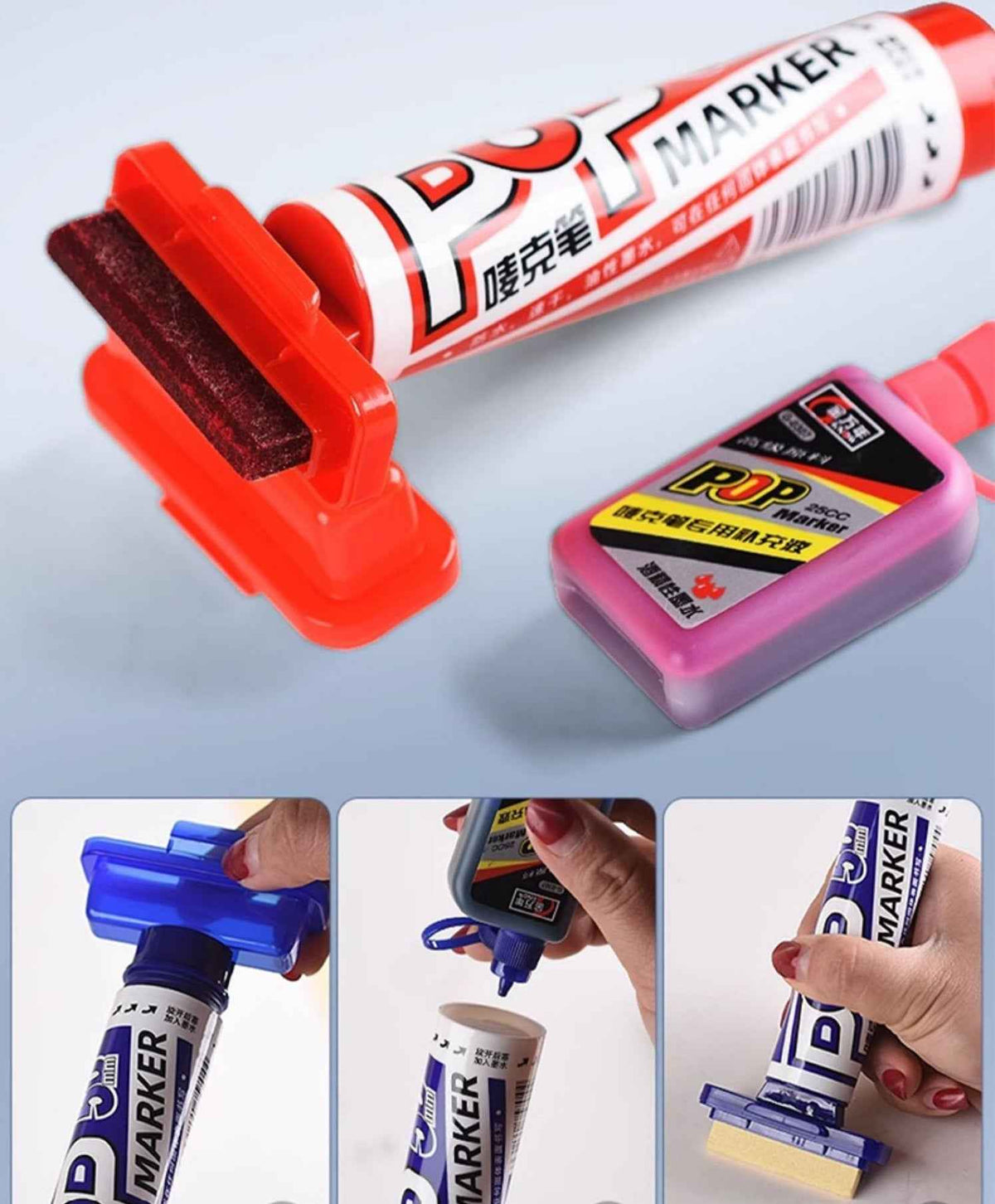 GENVANA 12 Color Pop Markers Oil-Based 6/12/20/30mm Wide Jumbo Tip