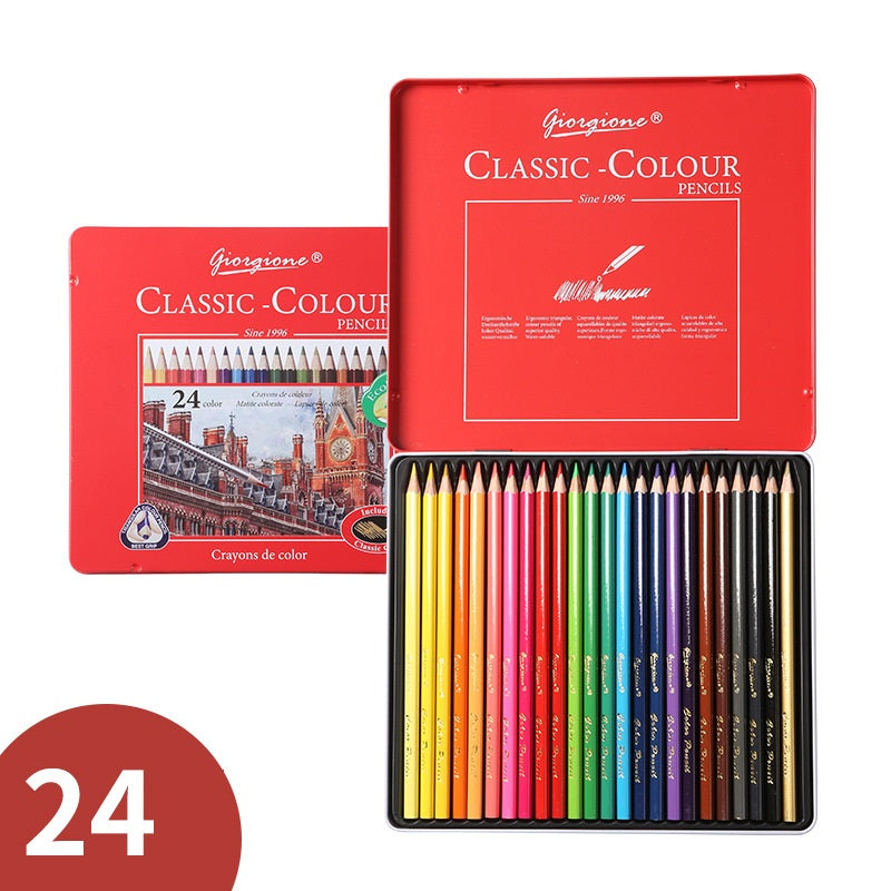 Giorgione Triangular Oil Colored Pencils Tin Set 12/24/36/48/72/120 Colors
